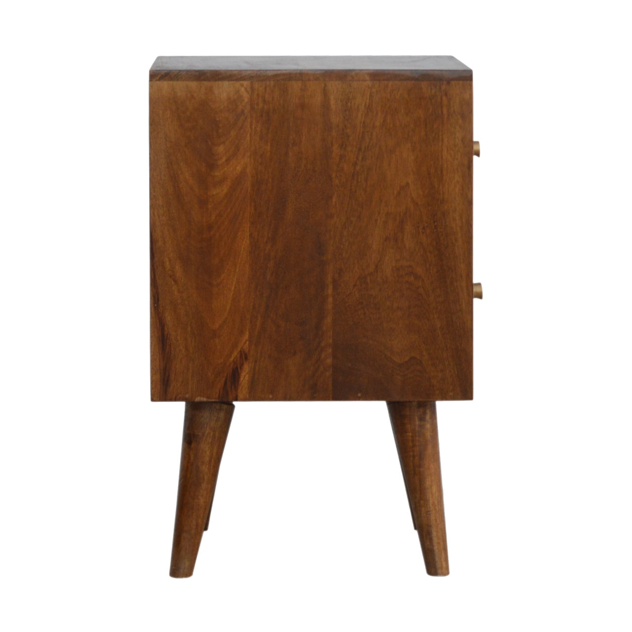Cube Carved Bedside with 2 Drawer, Handmade Solid Wood, Modern Style