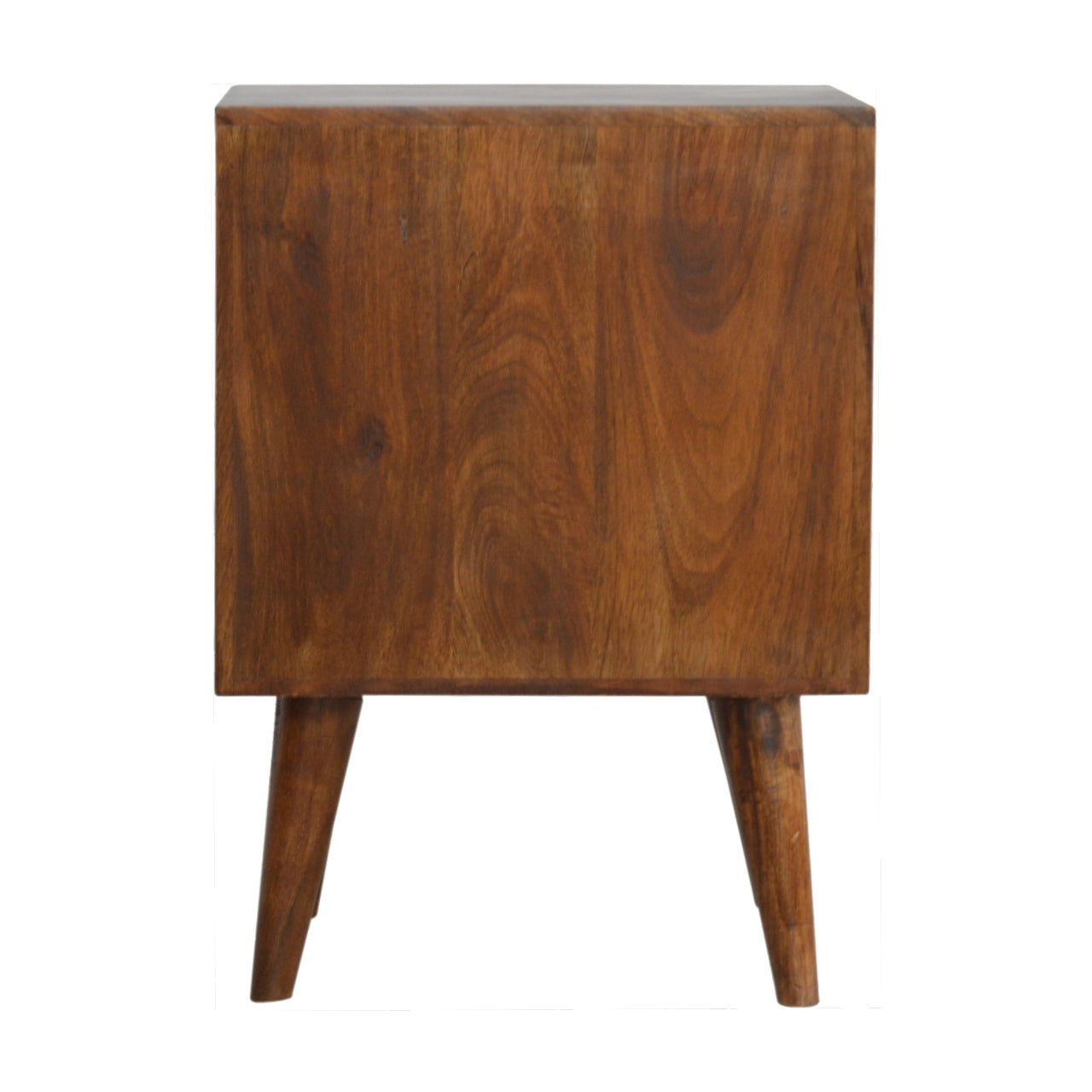 Cube Carved Bedside with 2 Drawer, Handmade Solid Wood, Modern Style