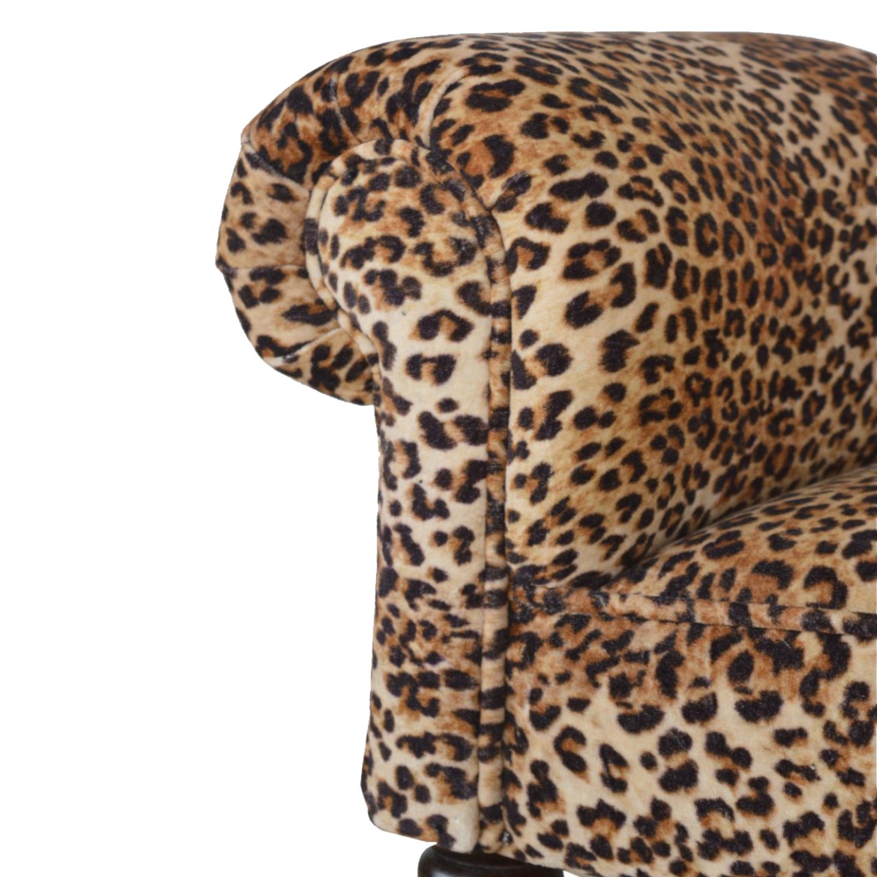 Leopard Print Velvet Bench, Handmade Solid Wood, Statement Accent
