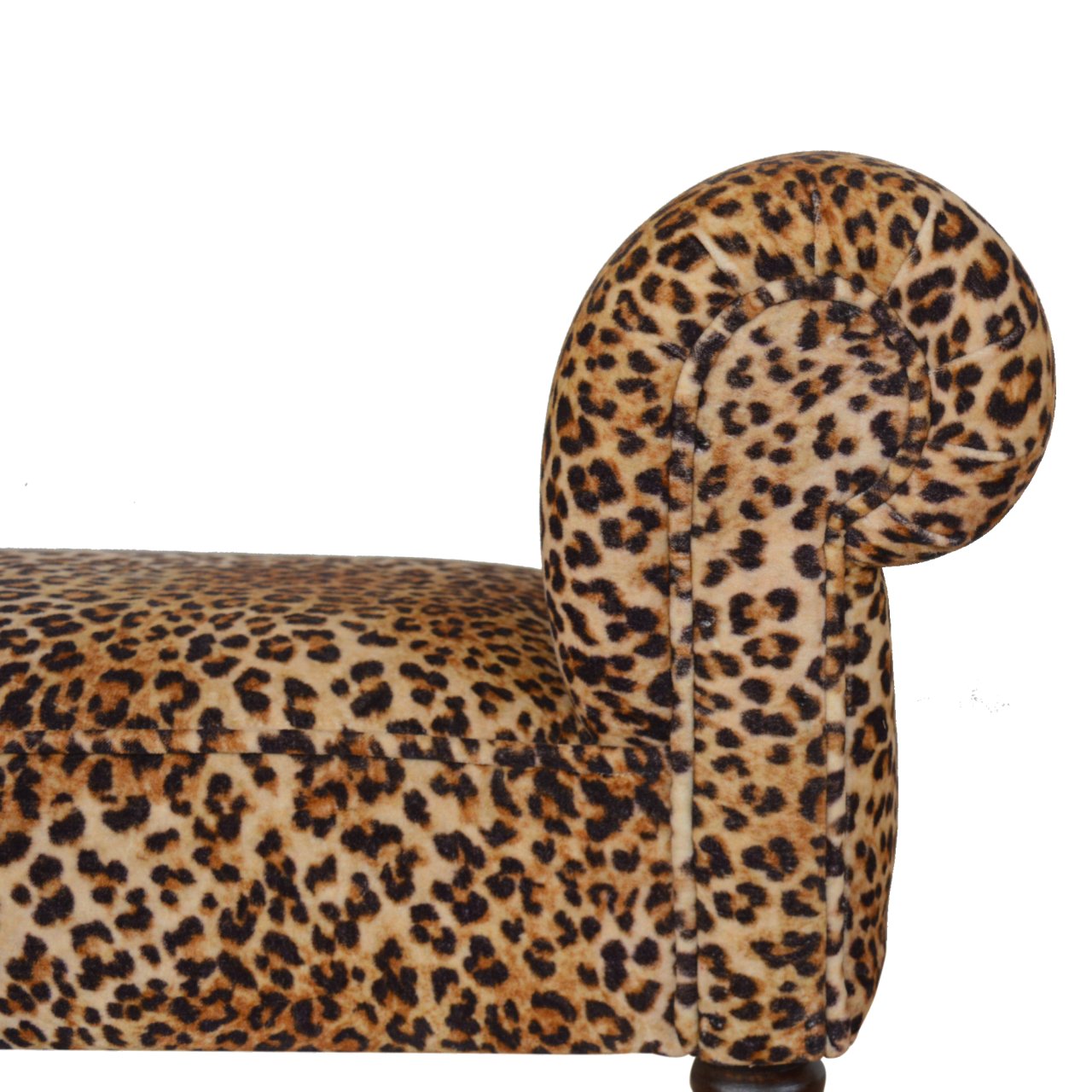 Leopard Print Velvet Bench, Handmade Solid Wood, Statement Accent