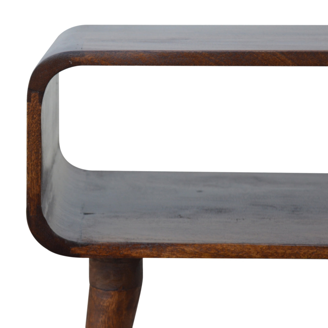 Curved Open shelf Bedside in Chestnut Finish - Solid Wood Unit