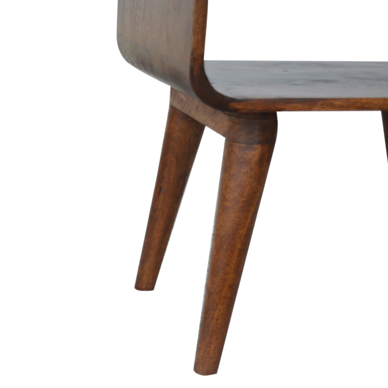 Curved Open shelf Bedside in Chestnut Finish - Solid Wood Unit