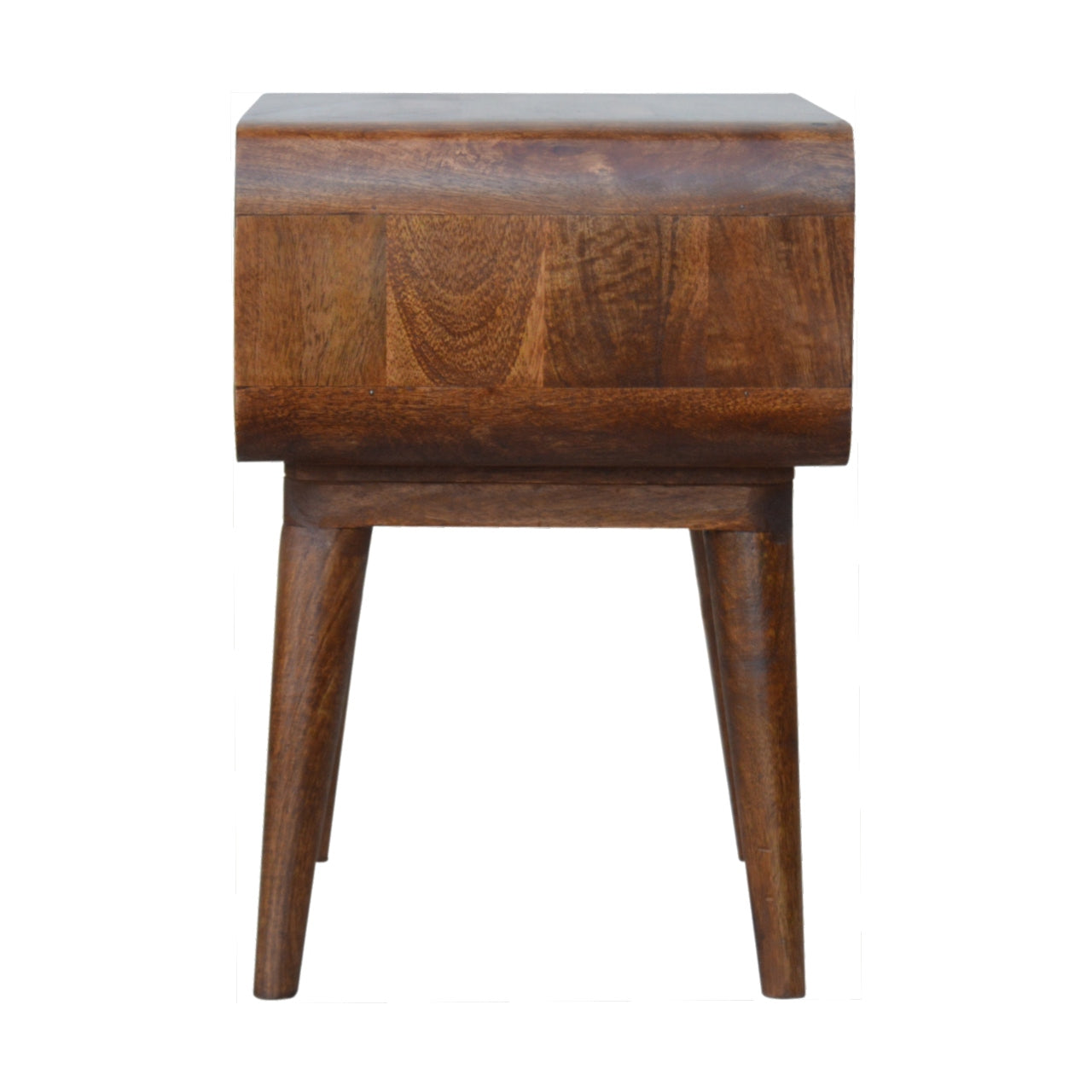 Curved Open shelf Bedside in Chestnut Finish - Solid Wood Unit