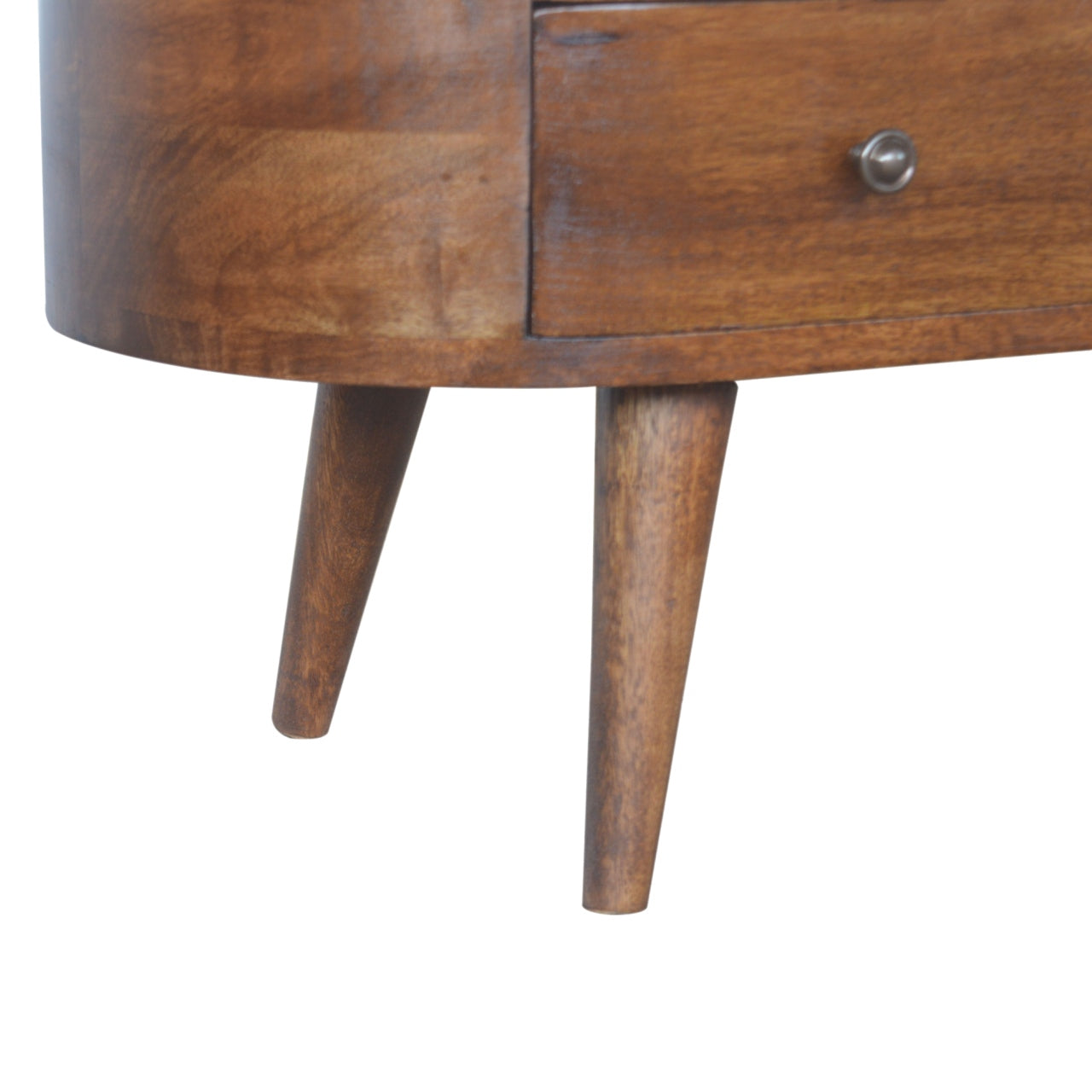 Handmade 4 Drawer and 2 Shelves Chestnut Rounded Entertainment Unit from Solid Wood