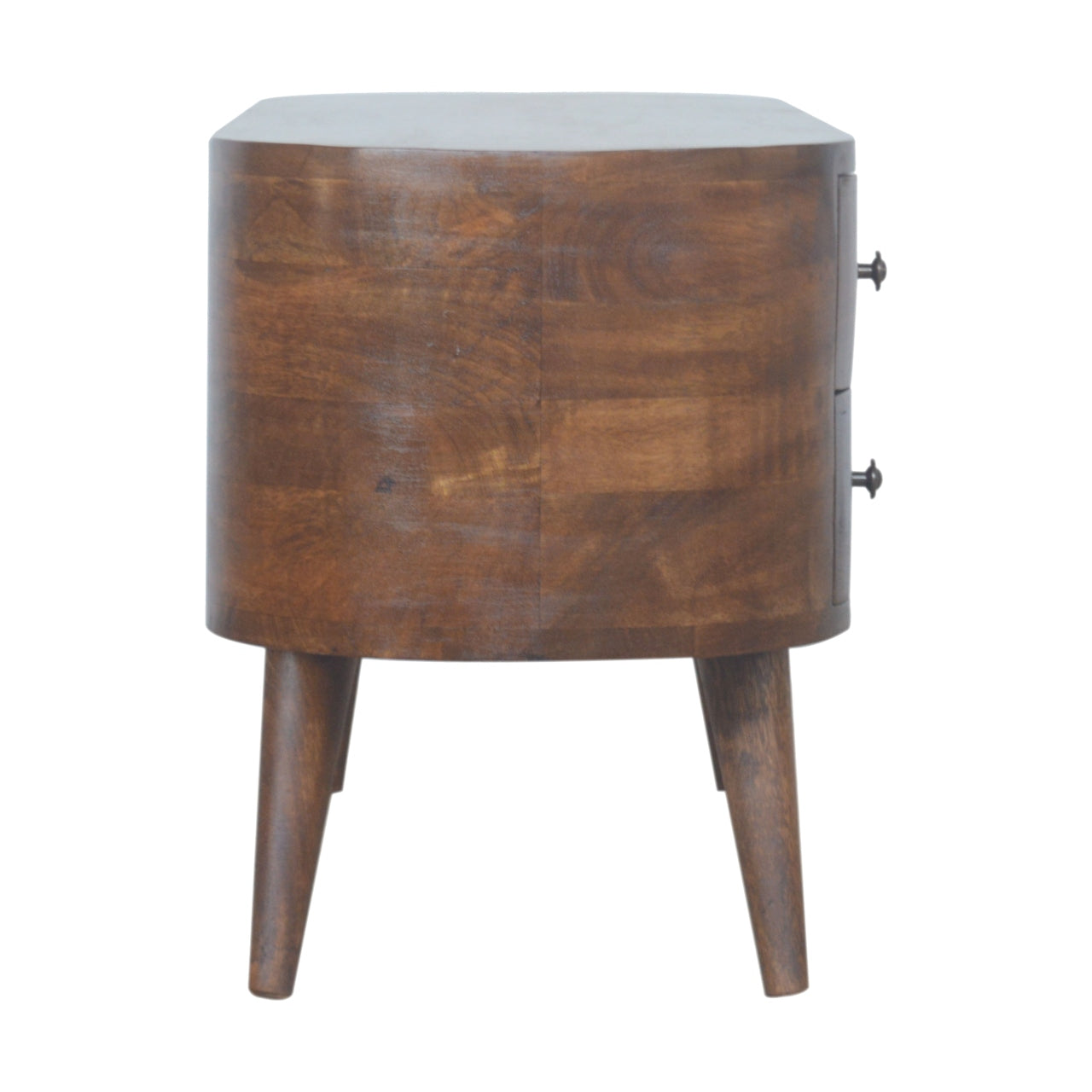 Handmade 4 Drawer and 2 Shelves Chestnut Rounded Entertainment Unit from Solid Wood