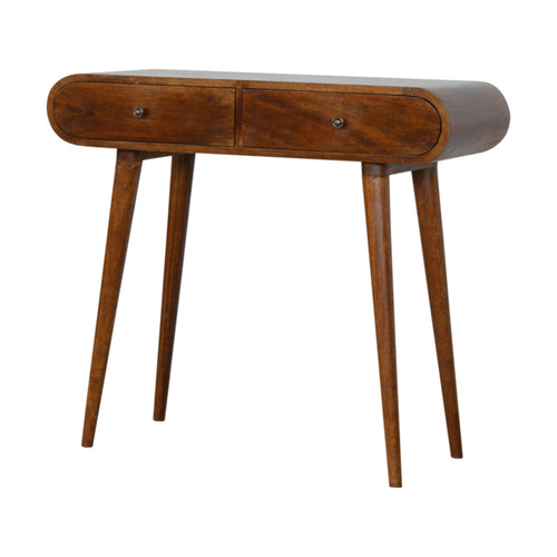 2 Drawer Dark Brown London Console Table - Solid Wood Classic Nordic Style
