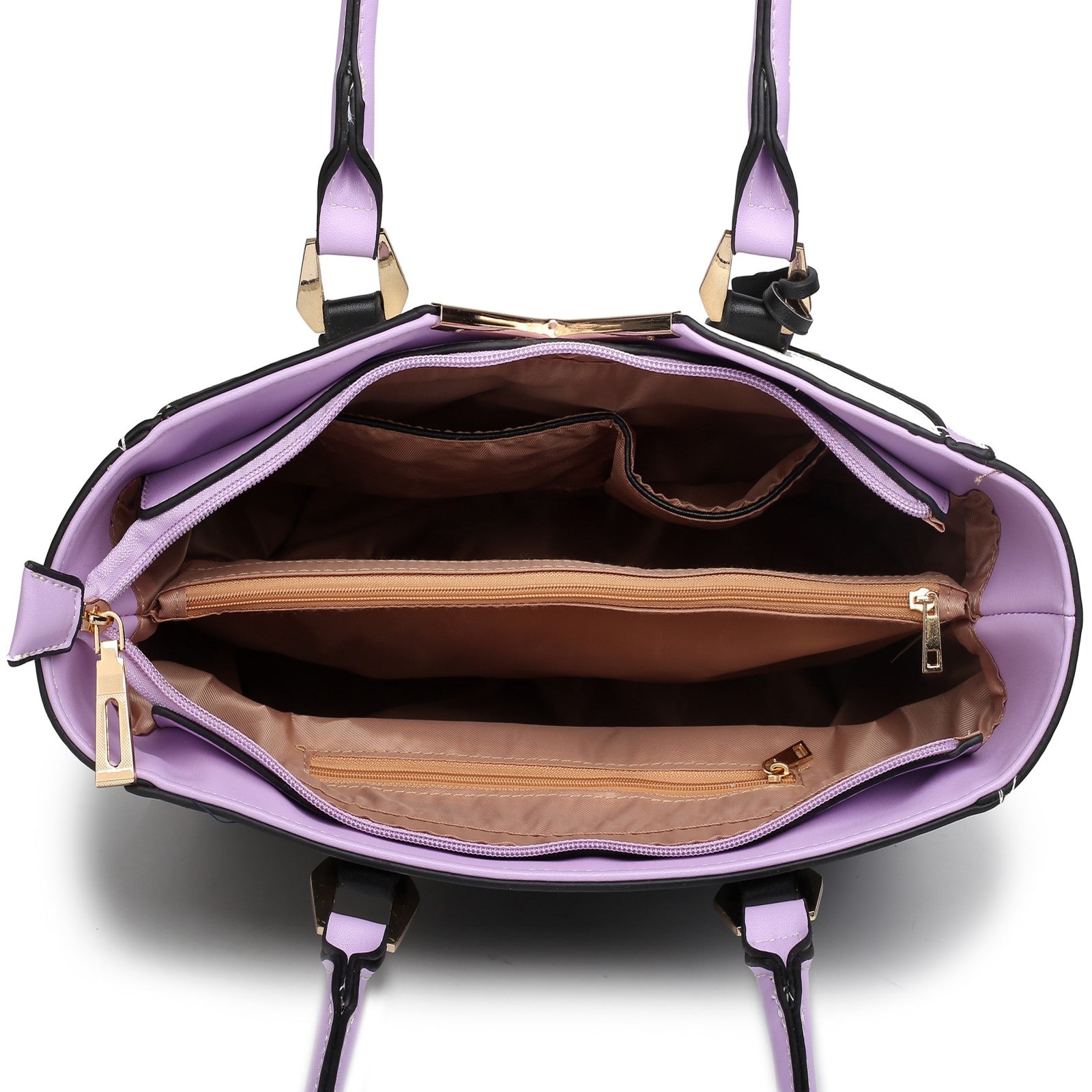 Miss Lulu Leather Look V - Shape Shoulder Handbag - Purple