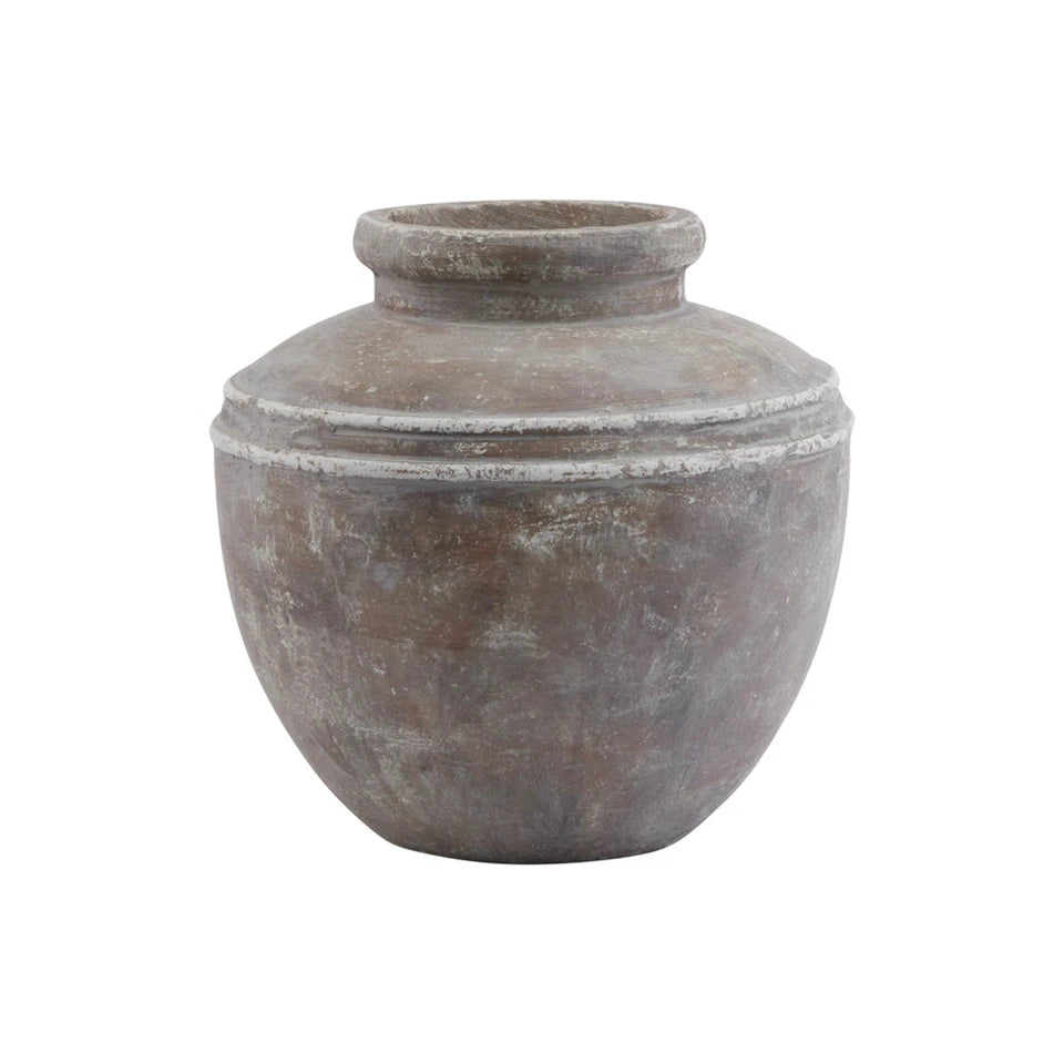 Handcrafted Mediterranean Ceramic Vase 31cm - Distressed Siena Brown Water Pot