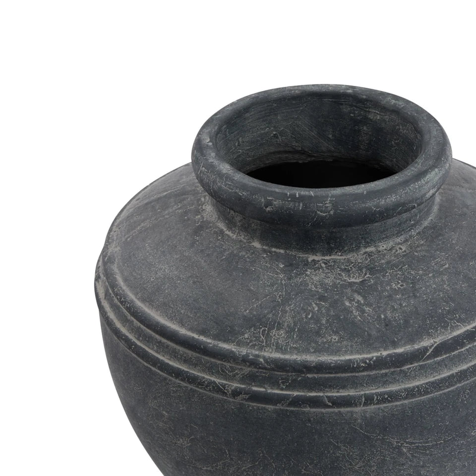 Amalfi Grey Water Pot - Handcrafted Mediterranean Ceramic Vase 31cm