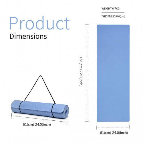 Kono TPE Non - slip Classic Yoga Mat - Blue