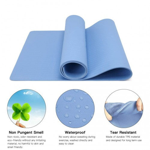 Kono TPE Non - slip Classic Yoga Mat - Blue